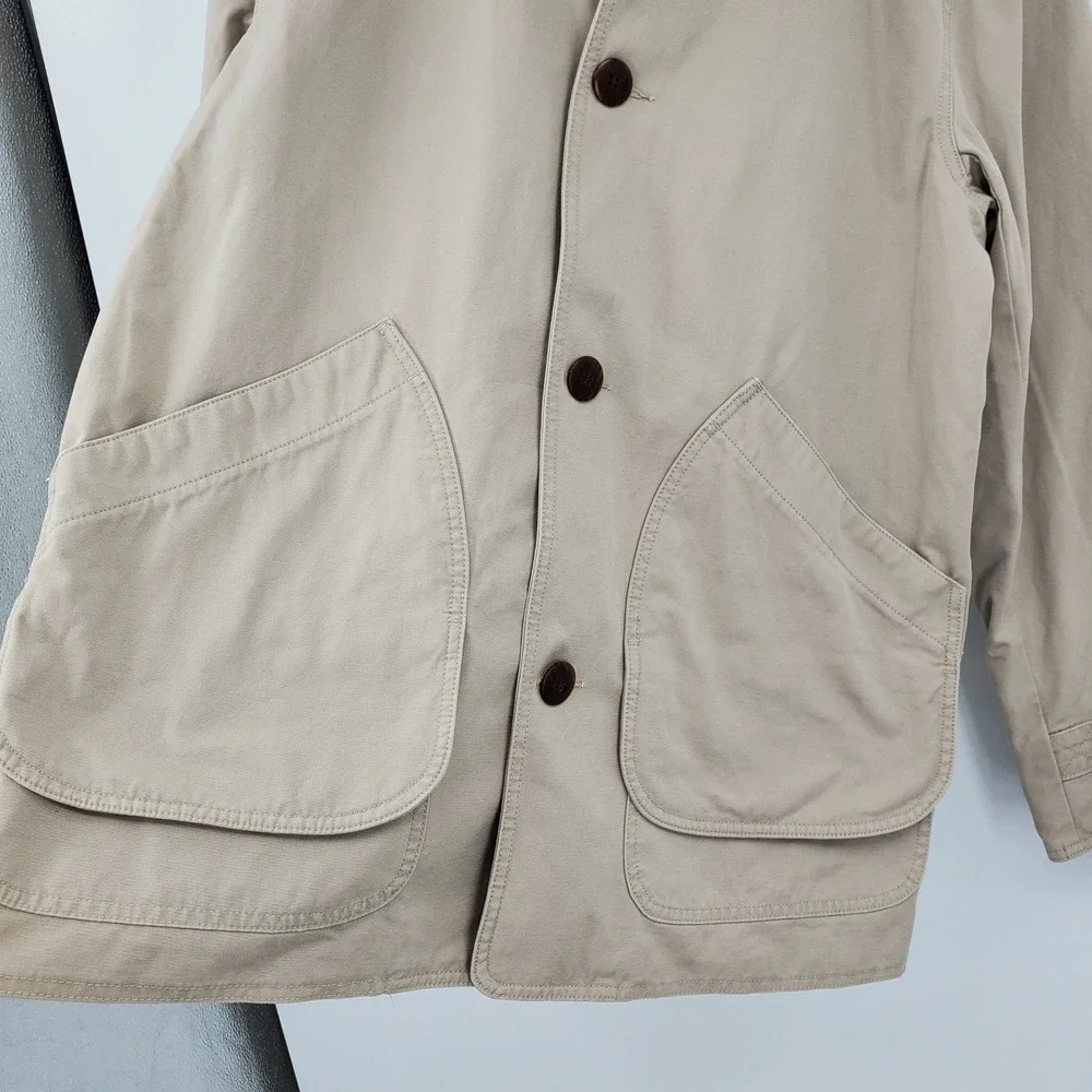 J.Crew Mens 1983 Barn Jacket Scout Khaki Plaid Flannel Line BW485 M Chore Canvas